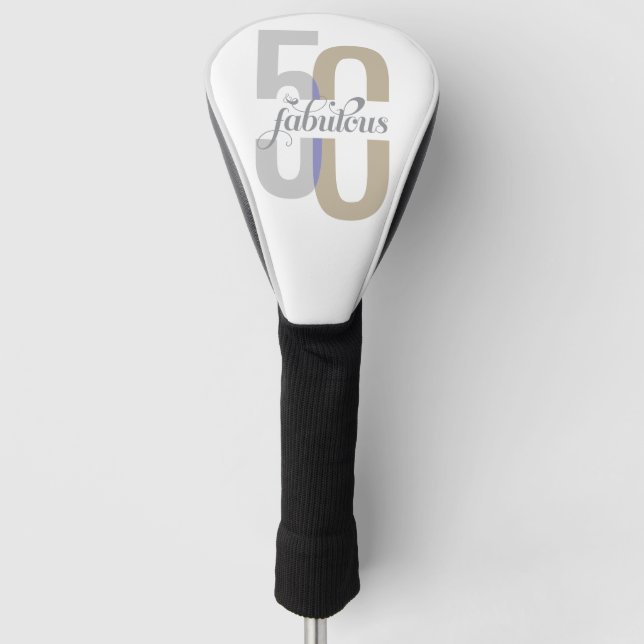 Funda Para Palo De Golf Elegante 50 y fabuloso 50 cumpleaños moderno (Anverso)