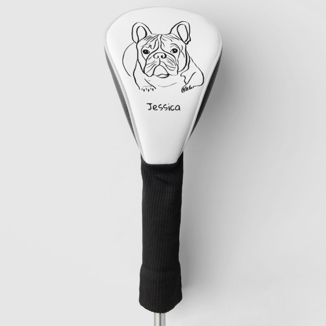 Funda Para Palo De Golf Elegante Bulldog Minimalista (Anverso)