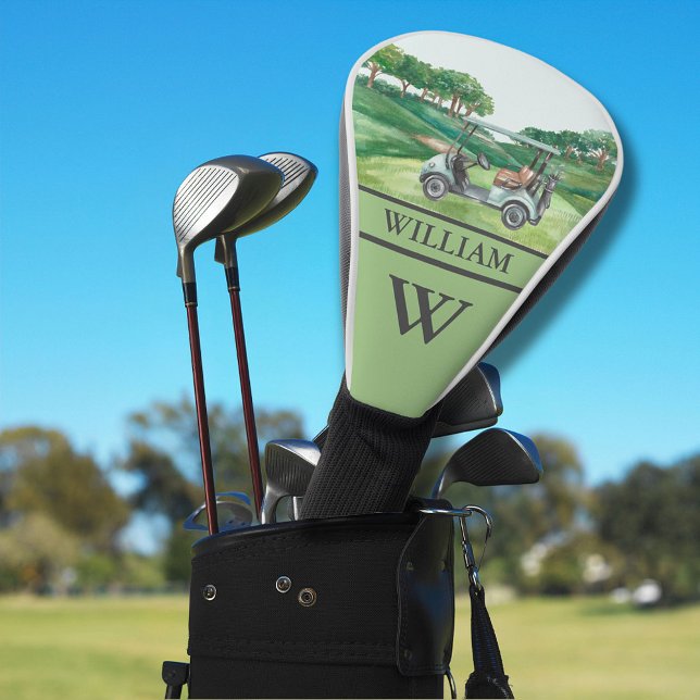 Funda Para Palo De Golf Elegante club de curso de carro Monograma Nombre (Subido por el creador)