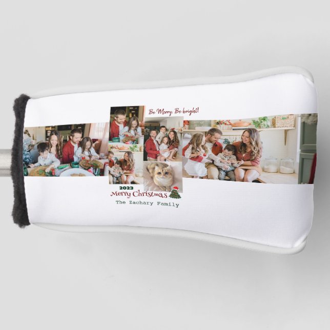 Funda Para Palo De Golf Elegante Collage de fotos de familia de Navidades  (Anverso)
