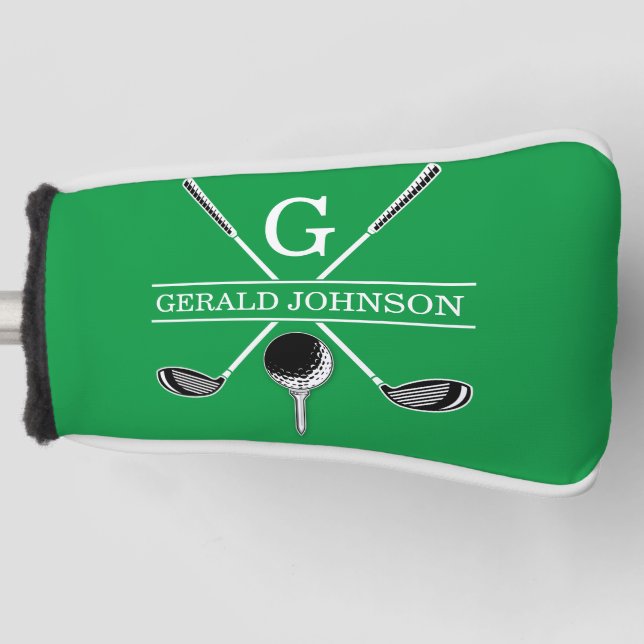 Funda Para Palo De Golf Elegante diseño de monograma de golf (Anverso)