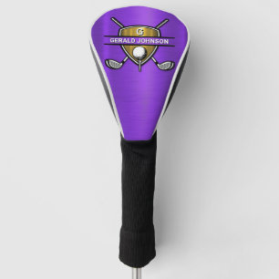 Funda Para Palo De Golf Elegante Diseño de Monograma de Golf Gold Shield