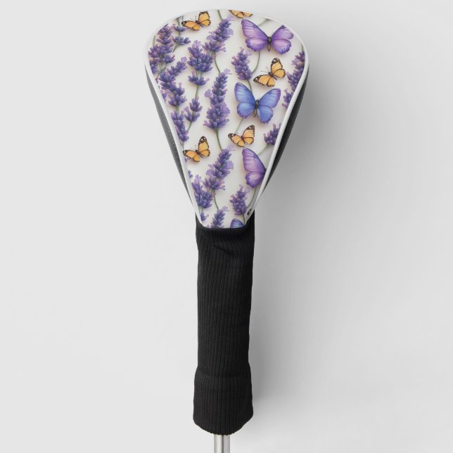 Funda Para Palo De Golf Elegante estilo mariposa y lavanda (Anverso)