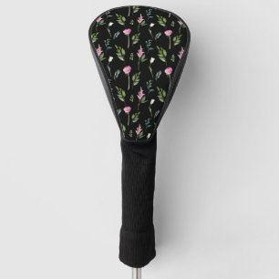 Funda Para Palo De Golf Elegante Floral Negro Nombre rosa Moda Bonito