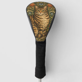Funda Para Palo De Golf Elegante gato vintage floral botánico