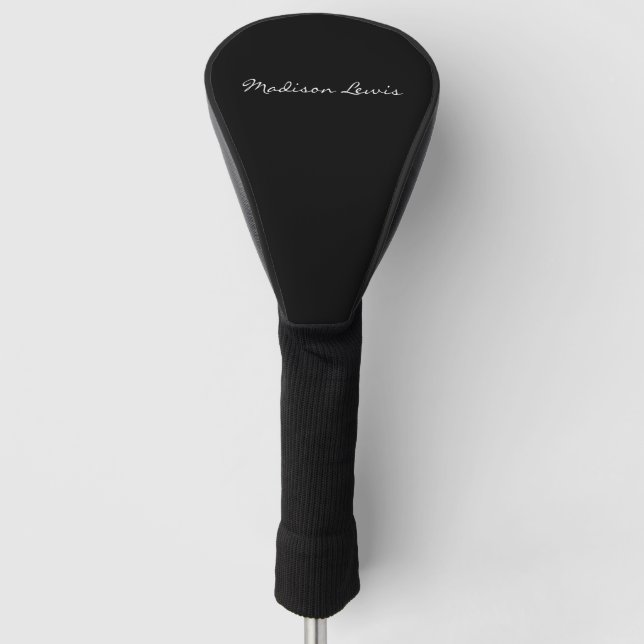 Funda Para Palo De Golf Elegante guión simple caligrafía de nombre negro (Anverso)