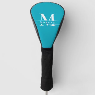 Funda Para Palo De Golf Elegante Monograma de Nombre Personalizado en Azul
