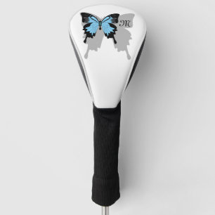 Funda Para Palo De Golf Elegante monograma en la sombra de mariposa azul