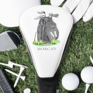Funda Para Palo De Golf Elegante Monograma Inicial Nombre Personalizado