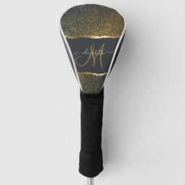 Funda Para Palo De Golf Elegante Monograma Moderno con Toque de Oro