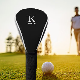Funda Para Palo De Golf Elegante monograma nombre inicial negro personaliz