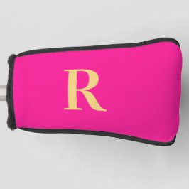 Funda Para Palo De Golf Elegante Monograma personalizado rosa caliente