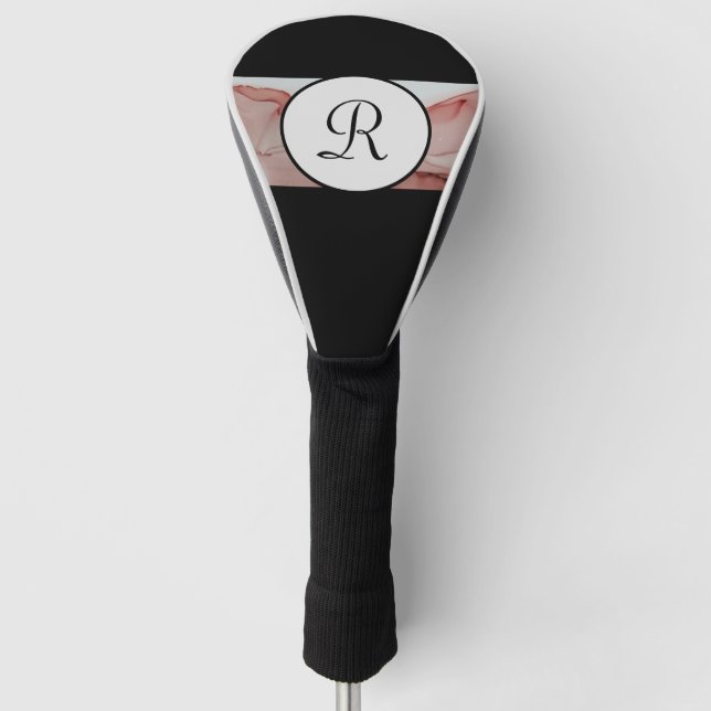 Funda Para Palo De Golf Elegante monograma rosa mujer (Anverso)