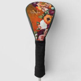 Funda Para Palo De Golf Elegante Nombre Botánico Floral Rústico Vintage