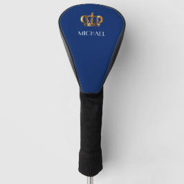 Funda Para Palo De Golf Elegante nombre de la Corona de Oro Real Azul