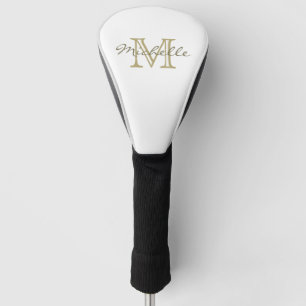 Funda Para Palo De Golf Elegante nombre mínimo de oro y monograma