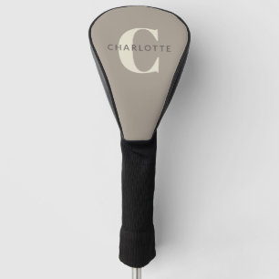 Funda Para Palo De Golf Elegante nombre monogramado chic rústico taupe