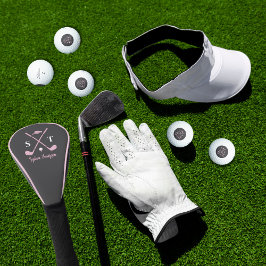 Funda Para Palo De Golf Elegante Palo de Golf Rosa con Lazos Blancos Cumpl