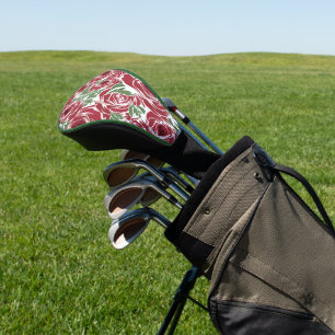 Funda Para Palo De Golf Elegante patrón de Rosa Vintage - Floral roja y ve