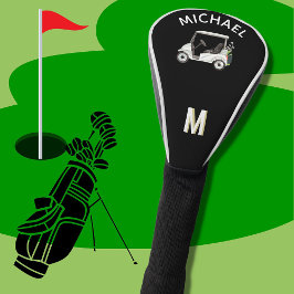Funda Para Palo De Golf Elegante Personalizado Monograma Nombre del carrit