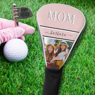 Funda Para Palo De Golf Elegante Personalizado rosa MOM Nombre foto