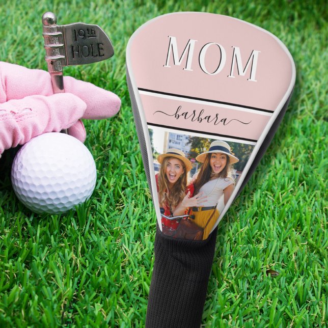 Funda Para Palo De Golf Elegante Personalizado rosa MOM Nombre foto (Subido por el creador)