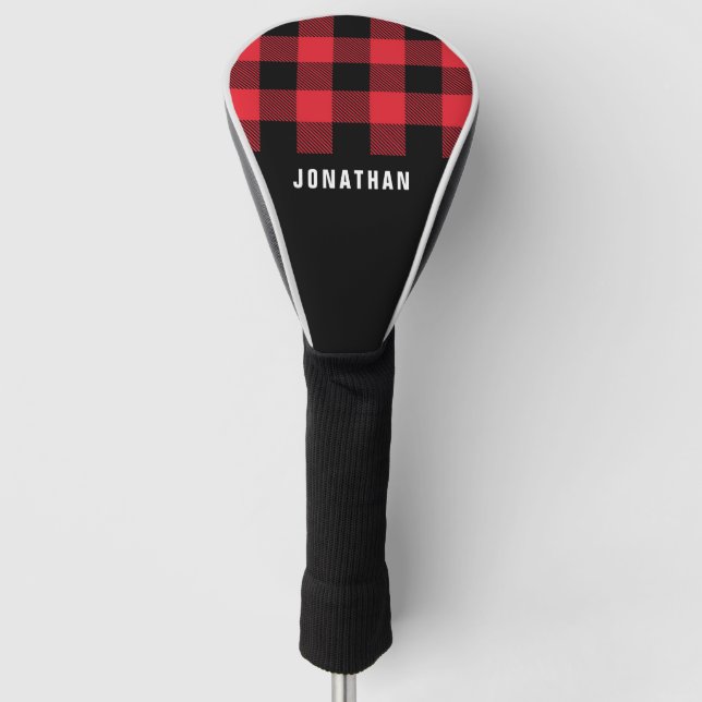 Funda Para Palo De Golf Elegante Rústico Masculino Negro Tapado de búfalo  (Anverso)