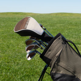 Funda Para Palo De Golf Elegante textura de madera marrón Monograma de est