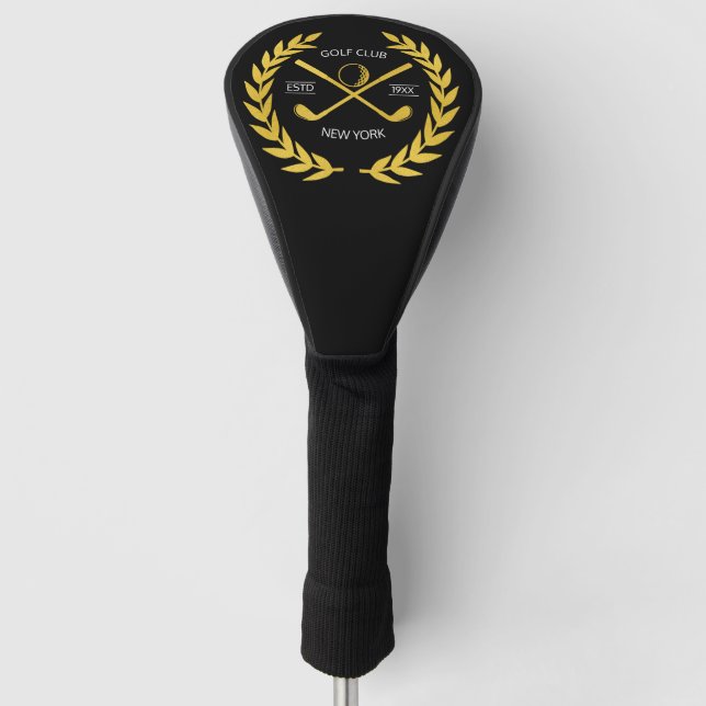 Funda Para Palo De Golf Elegante y personalizado Wreath de Oro del logotip (Anverso)