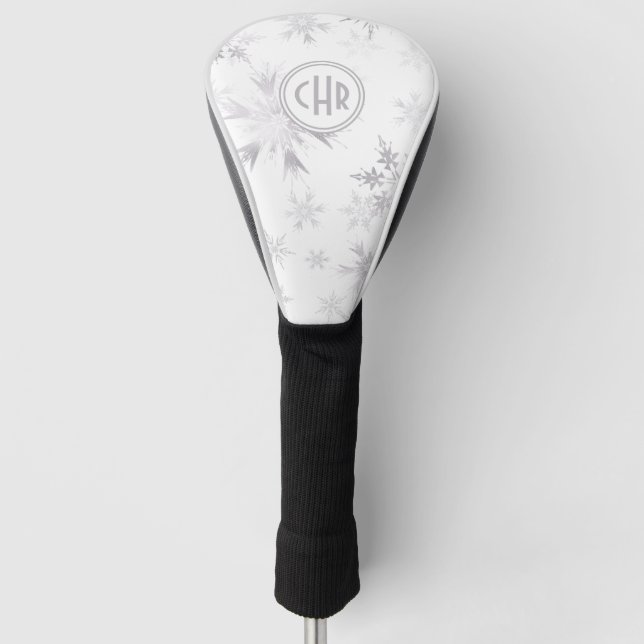 Funda Para Palo De Golf Elegantes copos de nieve en invierno blanco (Anverso)