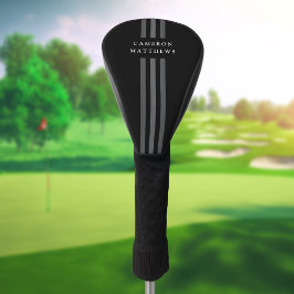 Funda Para Palo De Golf Elegantes líneas oscuras modernas monogramadas neg