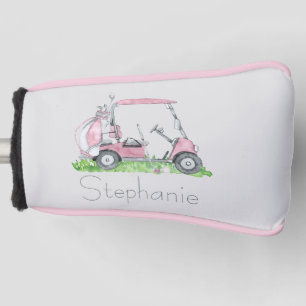 Funda Para Palo De Golf Encantador carrito de golf rosa personalizado