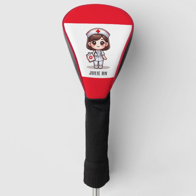 Funda Para Palo De Golf Enfermera de manga con Personalizado de ojos marro (Anverso)