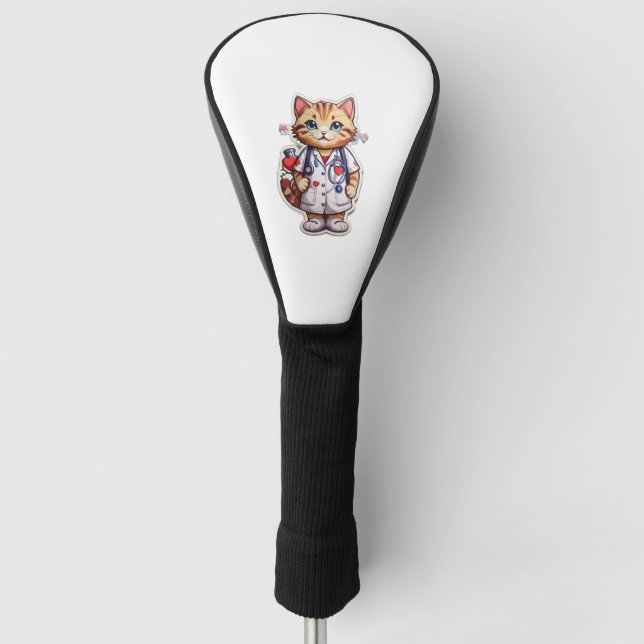 Funda Para Palo De Golf Enfermero de cardiología de gatos (Anverso)