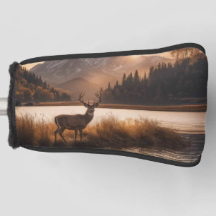 Funda Para Palo De Golf Enorme ciervo rayado en el lago de la montaña