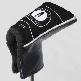 Funda Para Palo De Golf Es Hora de la Fiesta Black & White Monogram Golfer