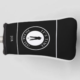 Funda Para Palo De Golf Es Hora de la Fiesta Black & White Monogram Golfer