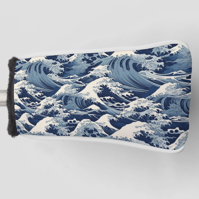Funda Para Palo De Golf Escudos efímeros: Reimaginan las olas de Hokusai (Anverso)