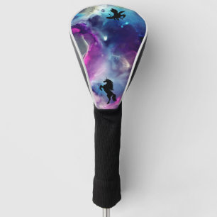 Funda Para Palo De Golf Espacio fantástico nebulosa unicornio dragón azul
