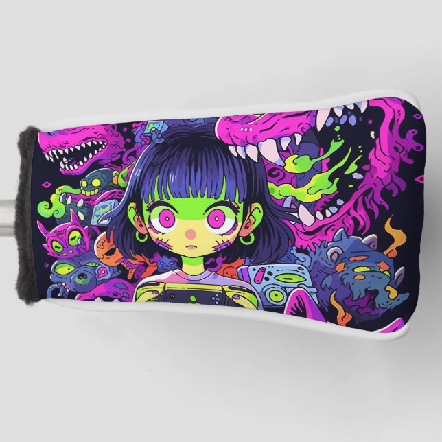 Funda Para Palo De Golf Espeluznante horror lindo Anime Gamer Chica (Anverso)