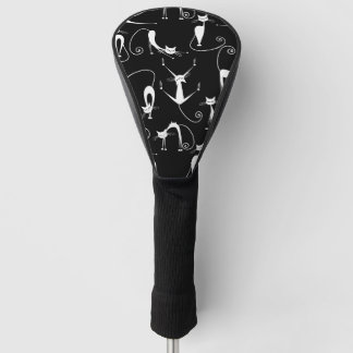 Funda Para Palo De Golf Espinoso patrón de gato blanco