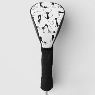 Funda Para Palo De Golf Espinoso patrón de gato negro