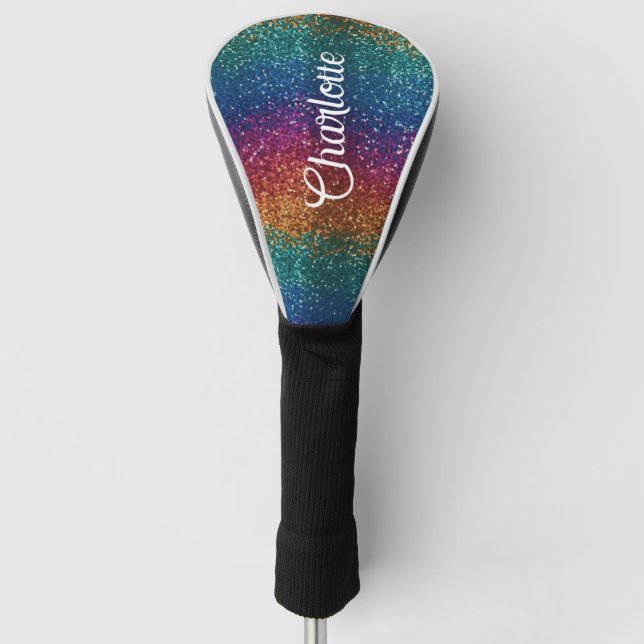 Funda Para Palo De Golf Espuma arcoiris metálica elegante personalizada (Anverso)