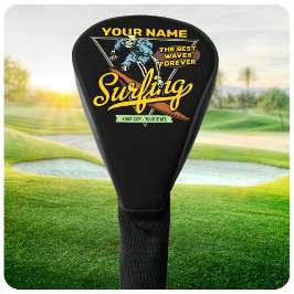 Funda Para Palo De Golf Esqueleto de surf personalizado montando olas surf