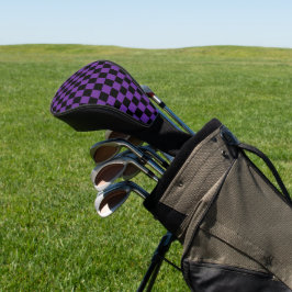 Funda Para Palo De Golf Estampado de cuadros negros y morados