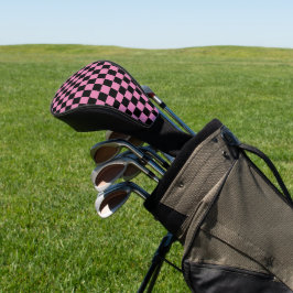 Funda Para Palo De Golf Estampado de cuadros negros y rosas