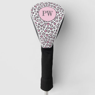 Funda Para Palo De Golf Estampado de leopardo animal gris rosa lindo
