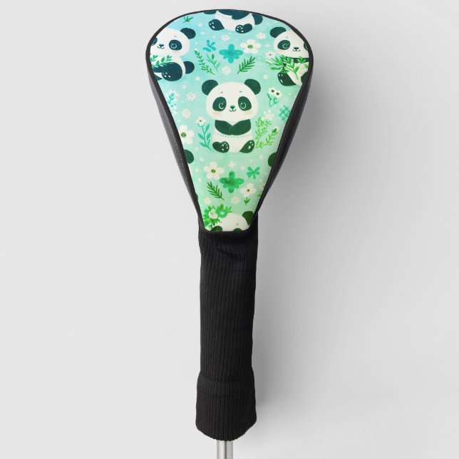 Funda Para Palo De Golf Estampado de oso panda verde (Anverso)