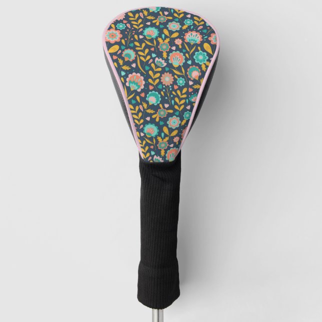Funda Para Palo De Golf Estampado de plores del arte popular (Anverso)