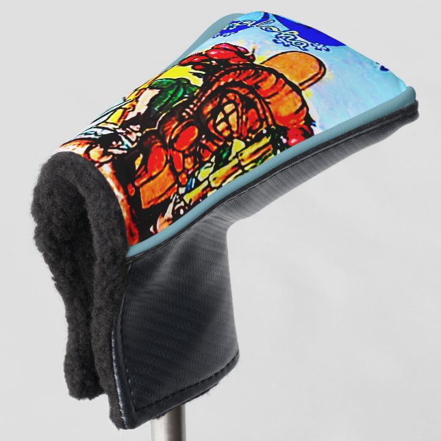 Funda Para Palo De Golf Estatua de Tiki con Menehune e Hibiscus (Anverso 3/4)